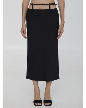 The Attico Midi Skirt With Thin Belt - Black