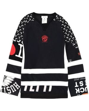 Marine Serre "Upcycle Graphic" Field Hockey T-Shirt - Black