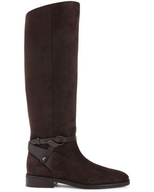 Jimmy Choo Suede Lawton Kb Flat Boots - Brown