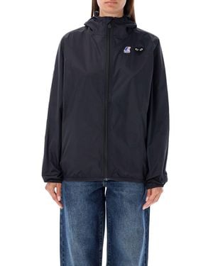 COMME DES GARÇONS PLAY Waterproof Hooded Zip Jacket - Blue