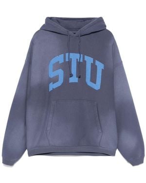 Stussy Logo Cotton Hoodie - Blue