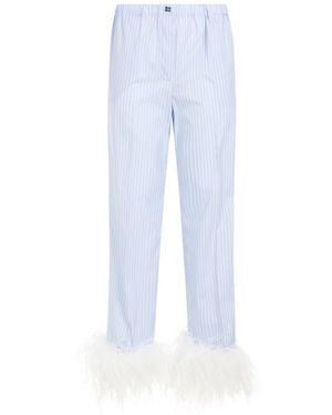 Miu Miu Chic Striped Cotton Pants - Blue