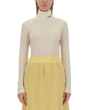 Jil Sander Slim-Fit Turtleneck Shirt With Subtle Sheen - Natural