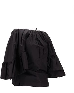 MERYLL ROGGE Top W/ Back Drape & Ruffle Sleeves - Black