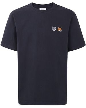 Maison Kitsuné "Double Bold Fox" Head Comfort Tee-Shirt - Blue