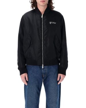 Off-White c/o Virgil Abloh Script Varsity Jacket - Blue
