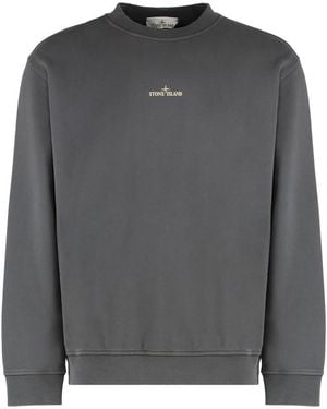 Stone Island Oversized Crewneck Sweatshirt With Print - Gray