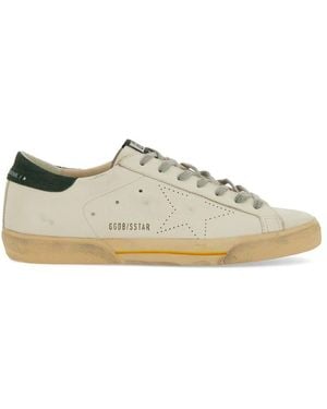 Golden Goose And Leather Super Star Trainers - White