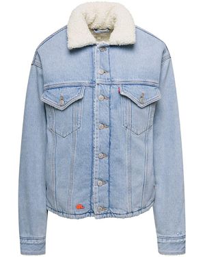 ERL 'Sherpa Trucker' Light Jacket With Logo Patch - Blue