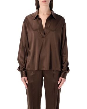 Tom Ford Slk Stin Plo With Tonal Tf Logo - Brown