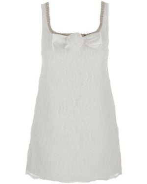 Self-Portrait Tulle Lace Mini Dress - White