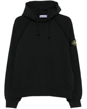Stone Island Brushed Organic Cotton Fleece Oversized Fit Hoodie Clothing - Black