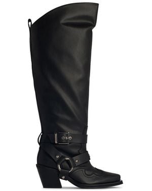 Ganni 'Western' Recycled Leather Blend Boots - Black