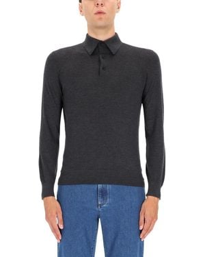ZEGNA Cashmere Polo Shirt - Black