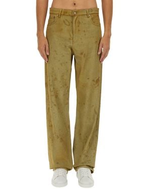 MSGM Denim Pants With Unique Splatter Detailing - Green