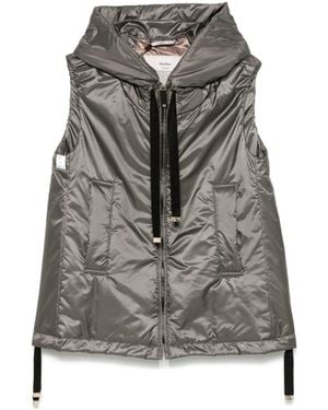 Max Mara Sleeveless Jacket With Hood And Zip Closure - Grey