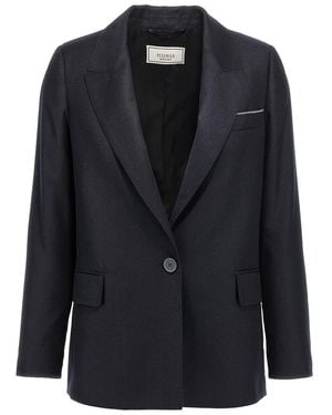 Peserico Lurex Single-Breasted Blazer - Black