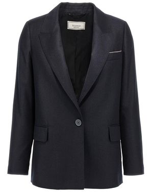 Peserico Lurex Single-Breasted Blazer - Black