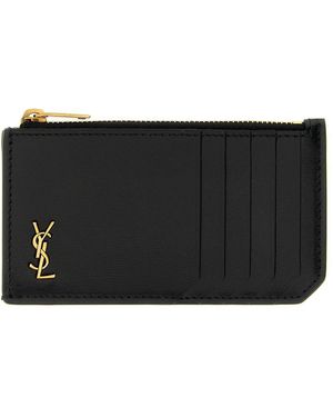 Saint Laurent Card Case 'fragments Tiny Cassandre' - Black