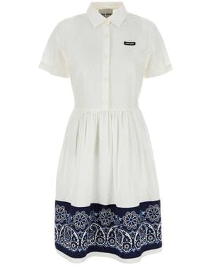 Miu Miu Cotton Blend Shirt Dress - White