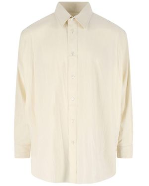 Lemaire Classic Collared Shirt With Curved Hem - White