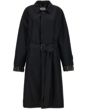 Maison Margiela Long Single-Breasted Trench Coat - Black