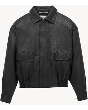 Saint Laurent Baloon Leather Bomber - Black