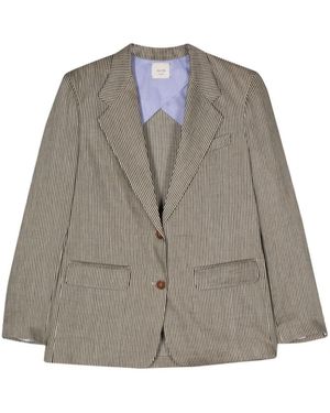 Alysi Striped Single-breasted Jacket - Gray