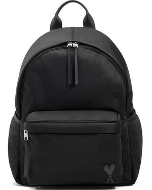 Ami Paris Nylon Backpack - Black