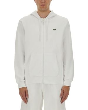 Lacoste Zipper Hoodie - White