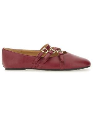 Michael Kors "indy Flex" Leather Ballerina - Red