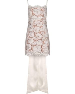 Self-Portrait Mini Lace Dress With Bow - White