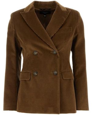 Weekend by Maxmara Cotton Velvet Double-Breasted Blazer - Brown