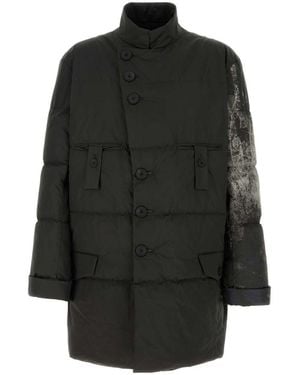 Yohji Yamamoto Horizontal Padded Long Jacket Pt - Black