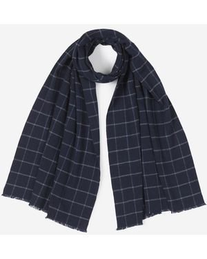 Fedeli Chequered Motif Scarf - Blue