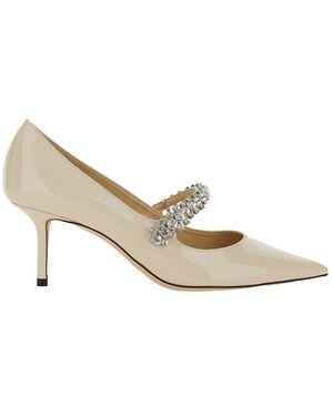 Jimmy Choo 'Bing' Pumps With Crystal Embellishments And High Cone Heel - Natural