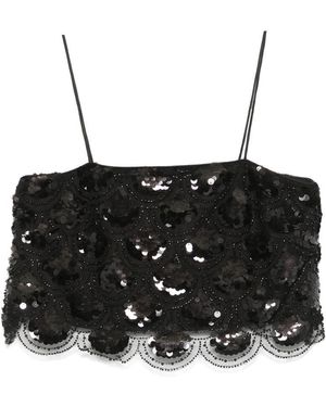 ROTATE BIRGER CHRISTENSEN Sequins Crop Top - Black