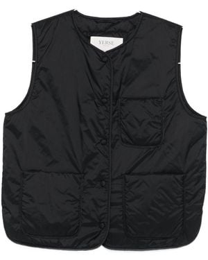 Yerse Buttoned Padded Vest - Black