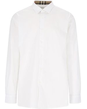 Burberry Slim Fit Equestrian Knight Embroidered Shirt - White