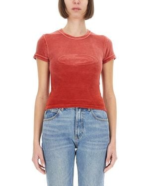 T By Alexander Wang Slim-Fit T-Shirt With Embossed Logo - Red
