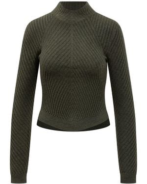 Victoria Beckham Ribbed Knit Sweater - Green