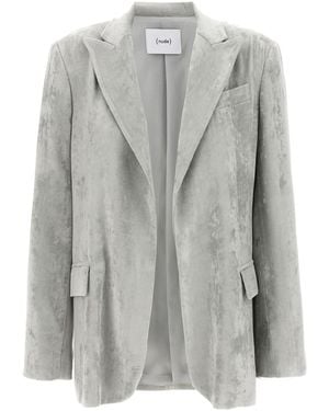Nude Velvet Blazer - Gray