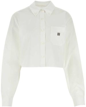 Givenchy Cotton Poplin Mini Shirt With Logo Plaque - White