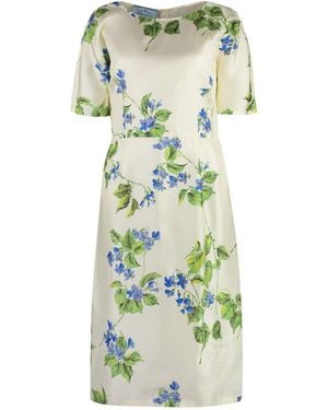 Prada Floral-Print Twill Dress - Green