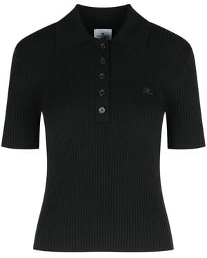 Tシャツ・カットソー COURREGES Woman Polo Shirt Black 125MP0046FI0001 9999 Asymmetric cotton T-shirt in black - Courreges | Mytheresa