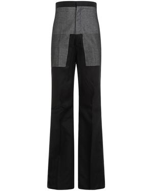 Rick Owens High Waist Cotton Pants With Inserts - Gray