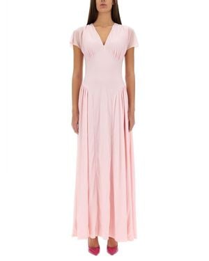 ROTATE BIRGER CHRISTENSEN Long Dress With Draped Silhouette - Pink