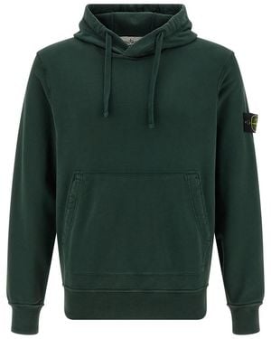 Stone Island Logo Badge Hoodie - Green