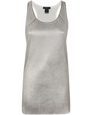 Avant Toi Laminated Ribbed Modal Tank Top - Grey