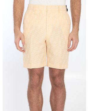 Fendi Ff Jacquard Bermuda Shorts - Natural